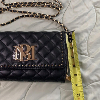 BMH Quilted Black Handbag with Gold Chain Strap NWT
