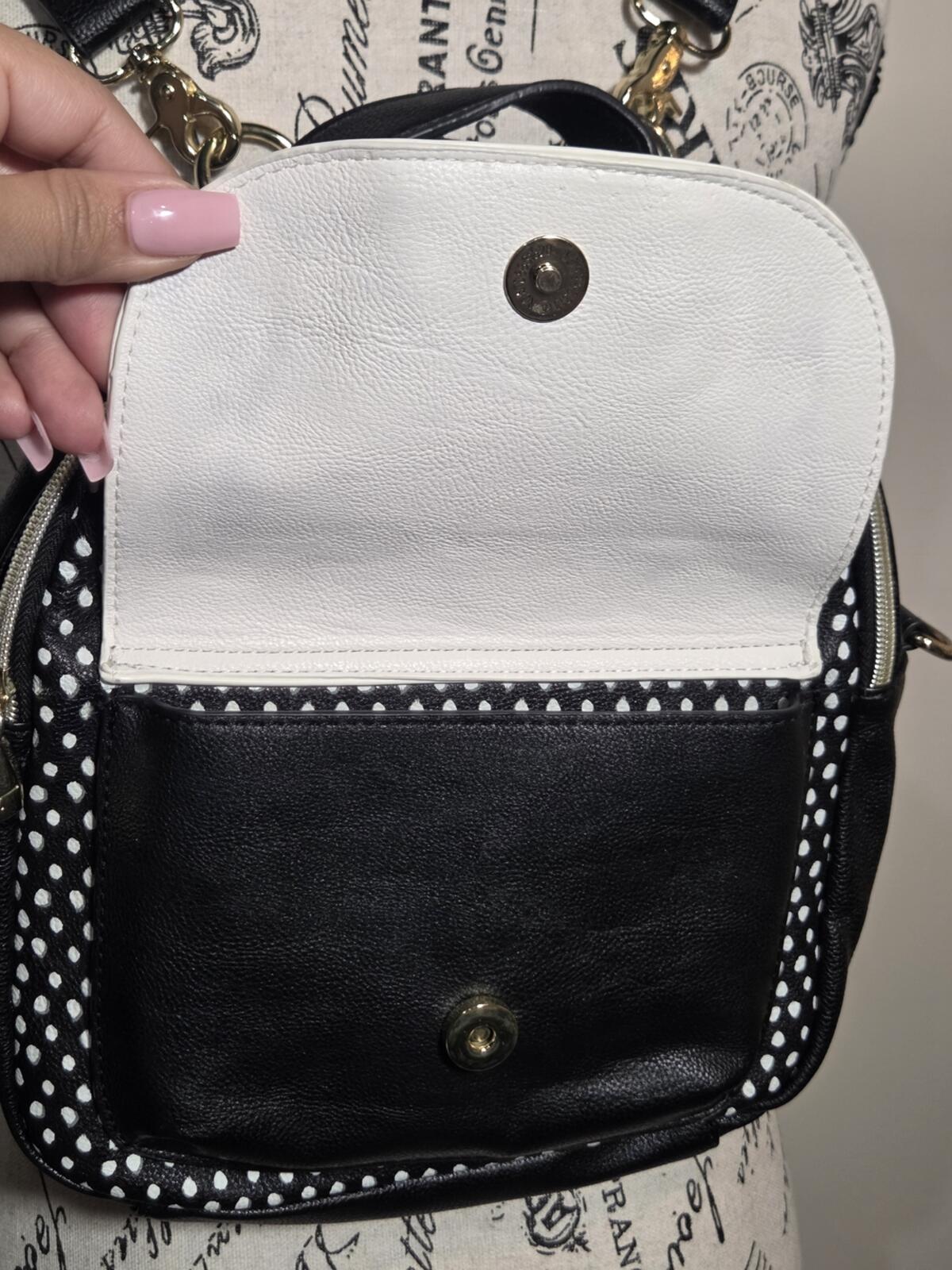 NWOT Betsey Johnson Backpack Luv xoxoxo Black Teal Bow Polka Dots