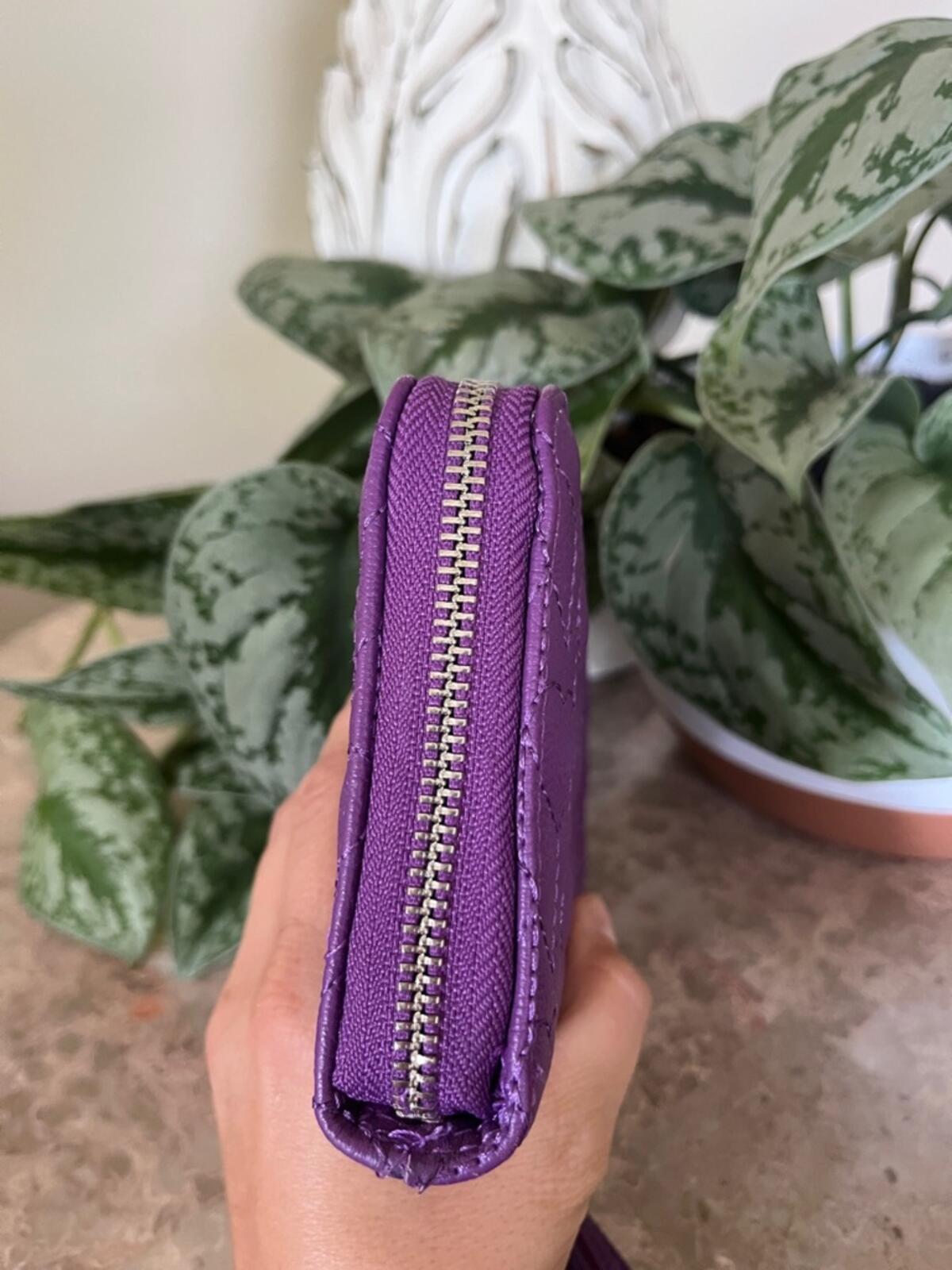 Betsey Johnson Vibrant Purple Quilted Heart Wristlet