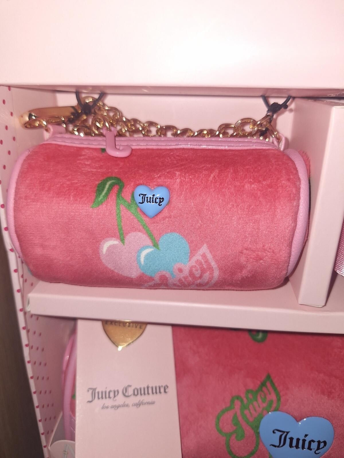 EXCLUSIVE Juicy Couture  Cherry Gift Set NWT Crossbody Bag Pink Velvet