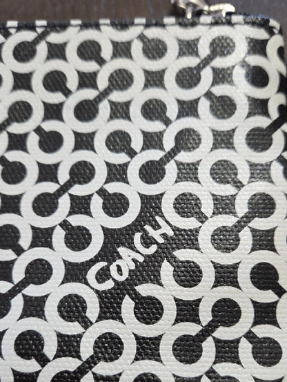 Coach Signature Canvas Wristlet Black White