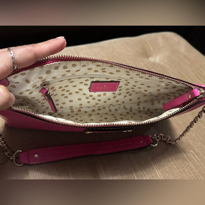 Kate Spade Wellesley Byrd Shoulder Bag Neda Wallet Set Fuchsia Gold Chain Accent