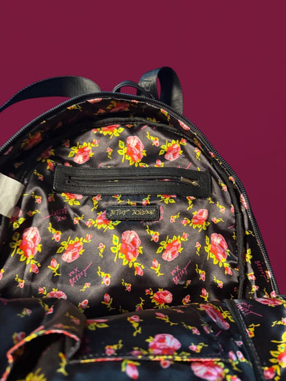 Betsey Johnson Panda Print Backpack with Floral Interior - Very Good Condition
