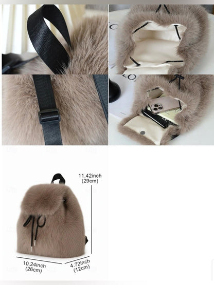 Pink Leopard Faux Fur Mini Backpack | Plush Cozy Y2K Statement Bag