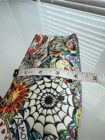 Ed Hardy Multicolor Tattoo Print Zipper Pouch Cosmetic Travel Bag