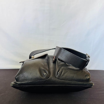 Brighton Large Black and Brown Leather Croc Embossed Crossbody Messenger Bag