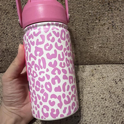 Betsey Johnson Pink Leopard Print Stainless Steel Insulated Water Bottle 20 oz