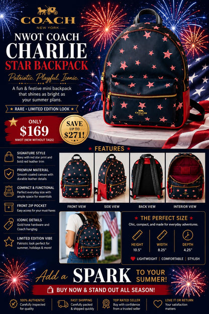 Coach Charlie Star Print Mini Backpack NWOT