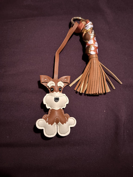 Cute Plush Puppy Dog Bag Charm Keychain with Tassel