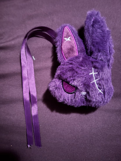 Purple Zombie Bunny Plush Bag Charm Gothic Kawaii Keychain-no purse