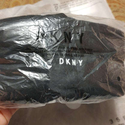 DKNY Black Croc Embossed Leather Crossbody Chain Strap NWT