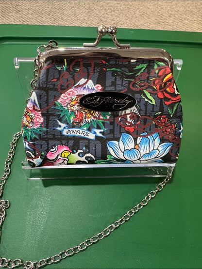 Ed Hardy Women's Mini Crossbody Coin Pouch with Tattoo-Inspired Design