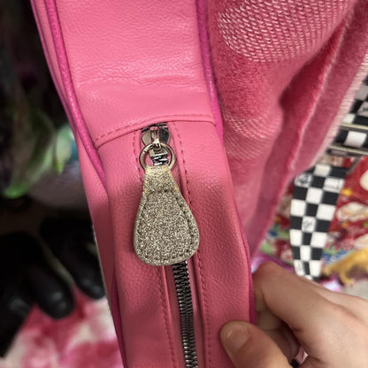Betsey Johnson Pink Rockstar Guitar Purse & Cow Print Cowboy Hat Keychain