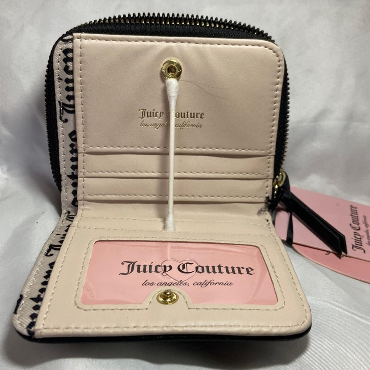 Juicy Couture Black Zip Around Wallet with Gold Bow Accent - New with Tags