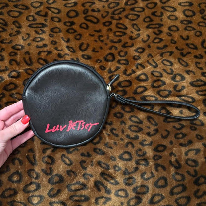 Luv Betsey Johnson Penguin Wristlet Coin Purse Pouch Black Glitter Kawaii