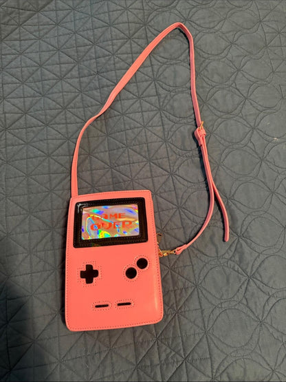 Custom Brand Pink Gamer Console Crossbody Bag with Holographic Screen - Y2K Chic