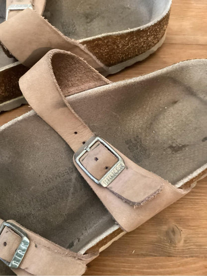 Birkenstock Taupe Leather Adjustable Strap Sandals 7.5
