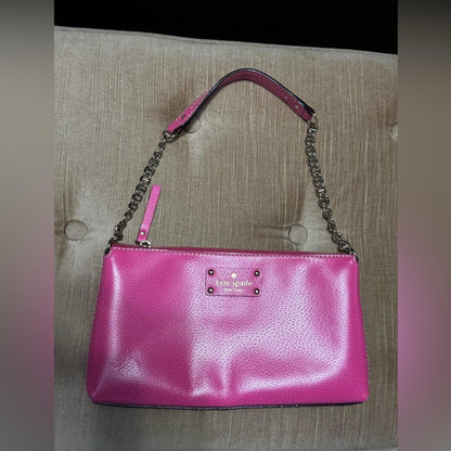 Kate Spade Wellesley Byrd Shoulder Bag Neda Wallet Set Fuchsia Gold Chain Accent