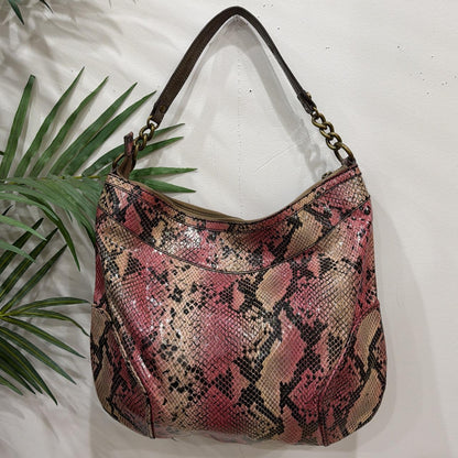 Vintage Y2k Simply Vera Vera Wang Pink Snakeskin Hobo Bag Grunge Sleaze