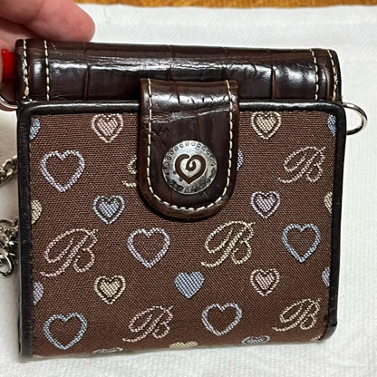 Brighton Brown leather  Heart Pattern small crossbody EUC
