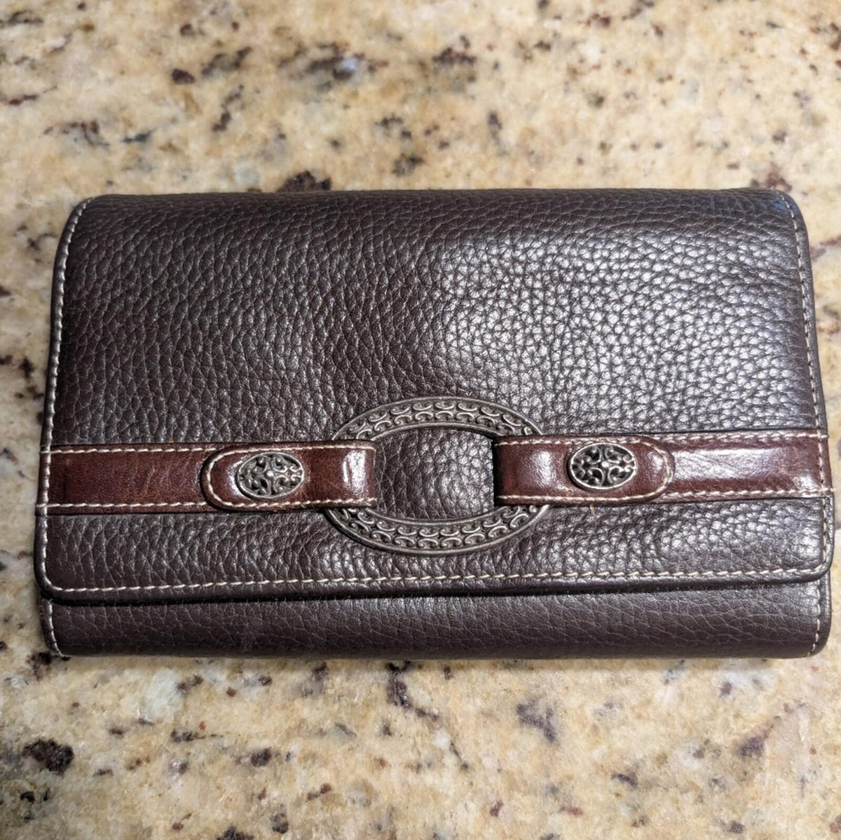 Brighton Brown Leather Women's Wallet with Decorative Metal Accent