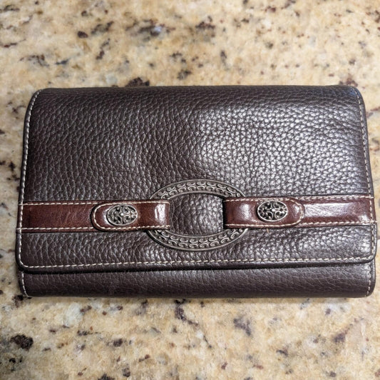 Brighton Brown Leather Women's Wallet with Decorative Metal Accent