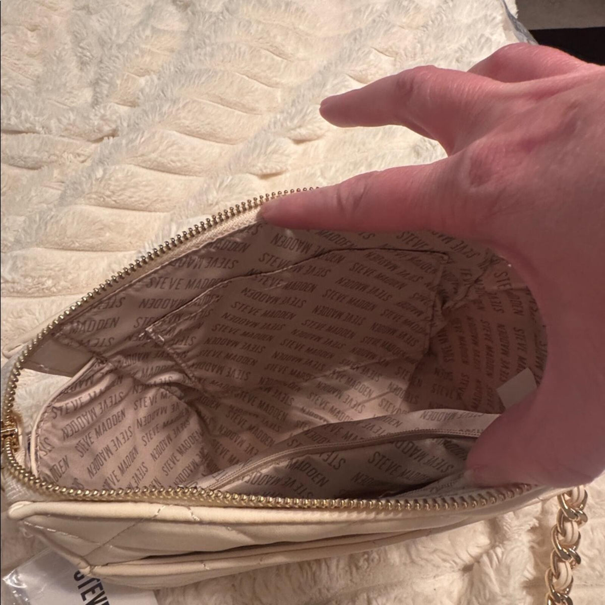 NWT Steve Madden Blexi Quilted Crossbody – Cream & Gold (Rare/Sold Out)