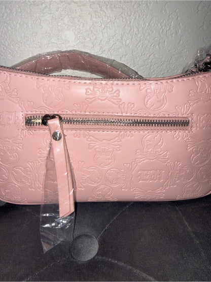 Ed Hardy Pink Embossed Studded Crossbody Bag NWT