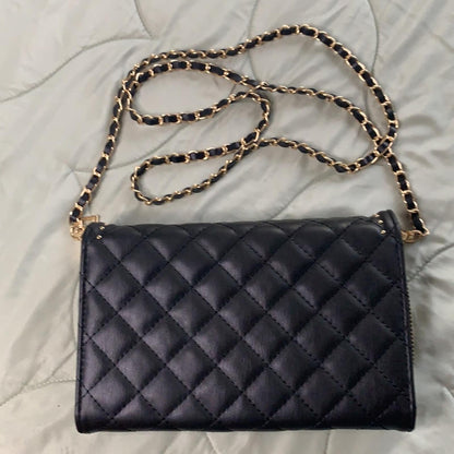 BMH Quilted Black Handbag with Gold Chain Strap NWT