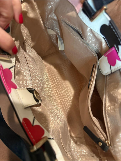 NWOT Kate Spade Floral Geometric Print Shoulder Tote Bag White Black Multi