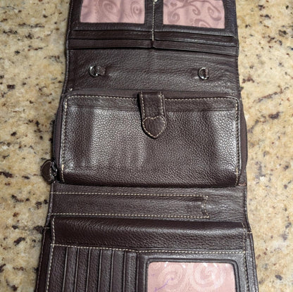 Brighton Brown Leather Women's Wallet with Decorative Metal Accent