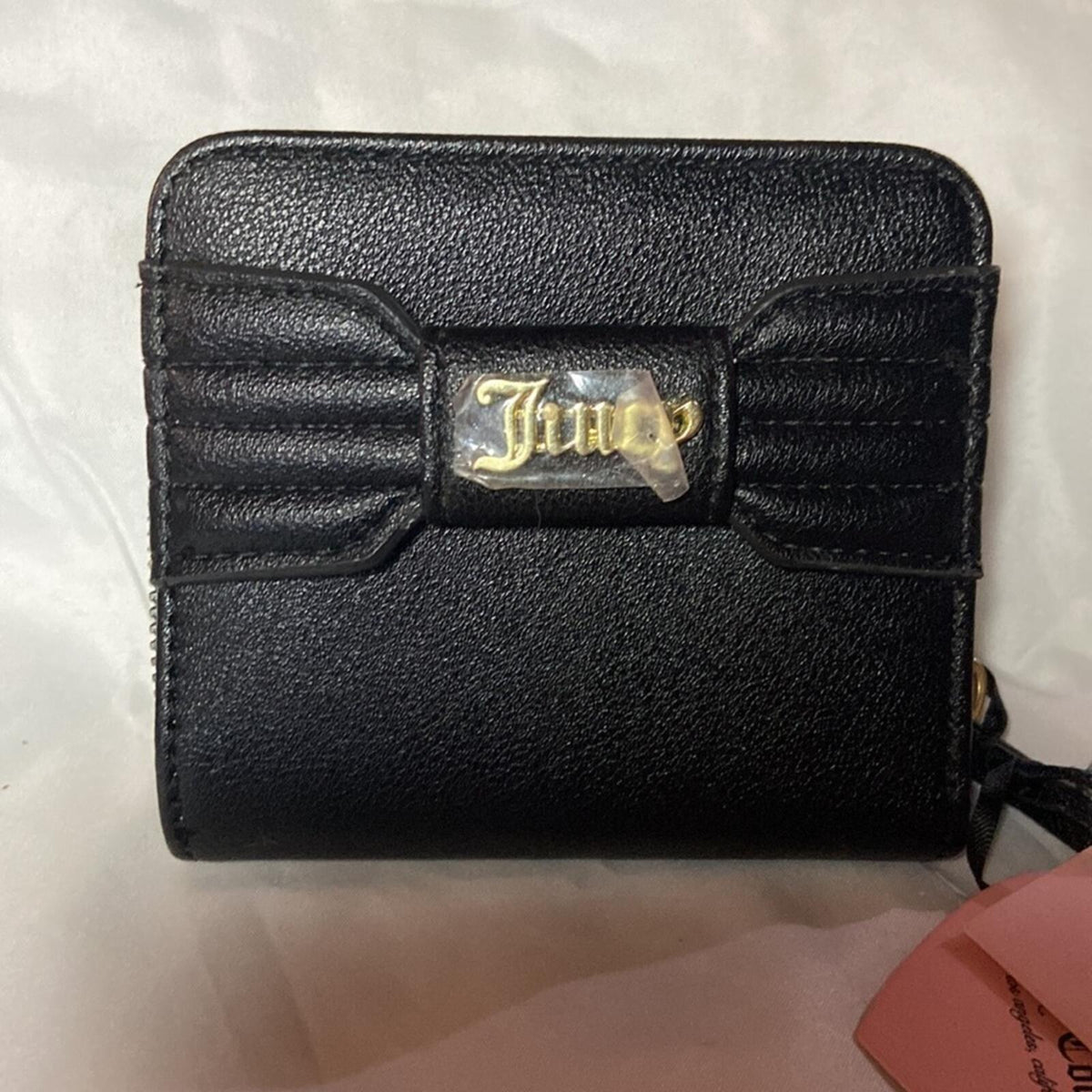 Juicy Couture Black Zip Around Wallet with Gold Bow Accent - New with Tags