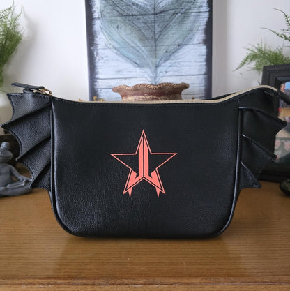 Jeffree Star Black Cosmetic Bag with Star Logo and Winged Sides NWOT