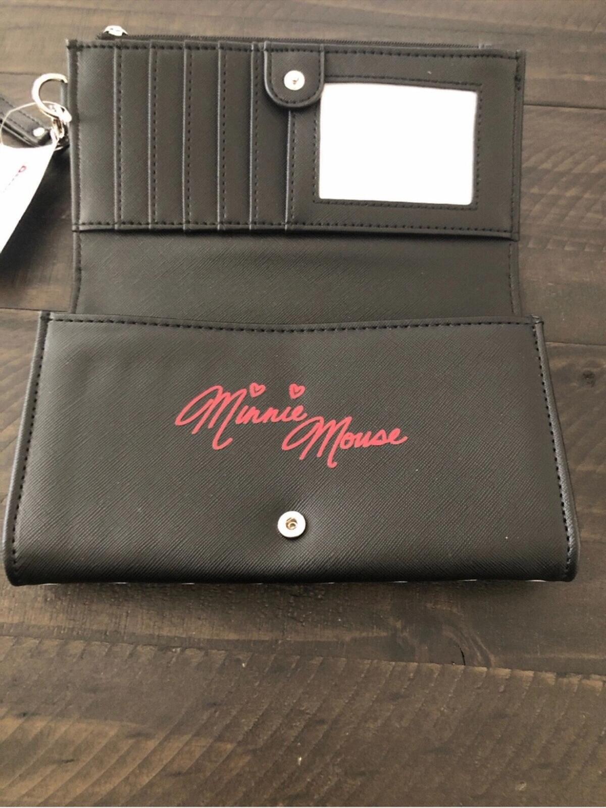 Disney Minnie Mouse Polka Dot Wristlet Wallet Red Bow NWT