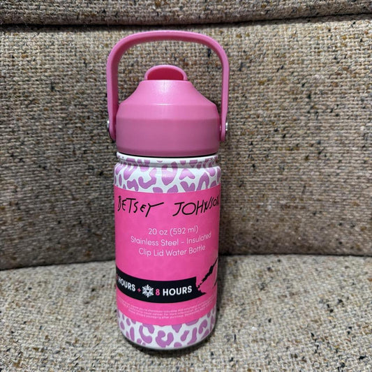 Betsey Johnson Pink Leopard Print Stainless Steel Insulated Water Bottle 20 oz