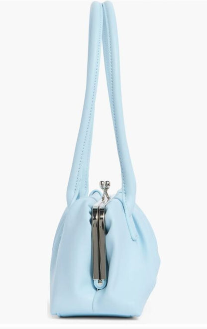 BCBG Blue Ruched Frame Shoulder Bag Purse NWT