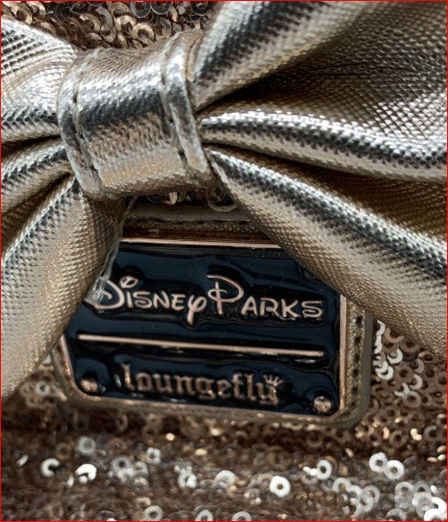 Loungefly Disney Parks Rose Gold Sequin Mini Backpack with Matching Minnie Ears