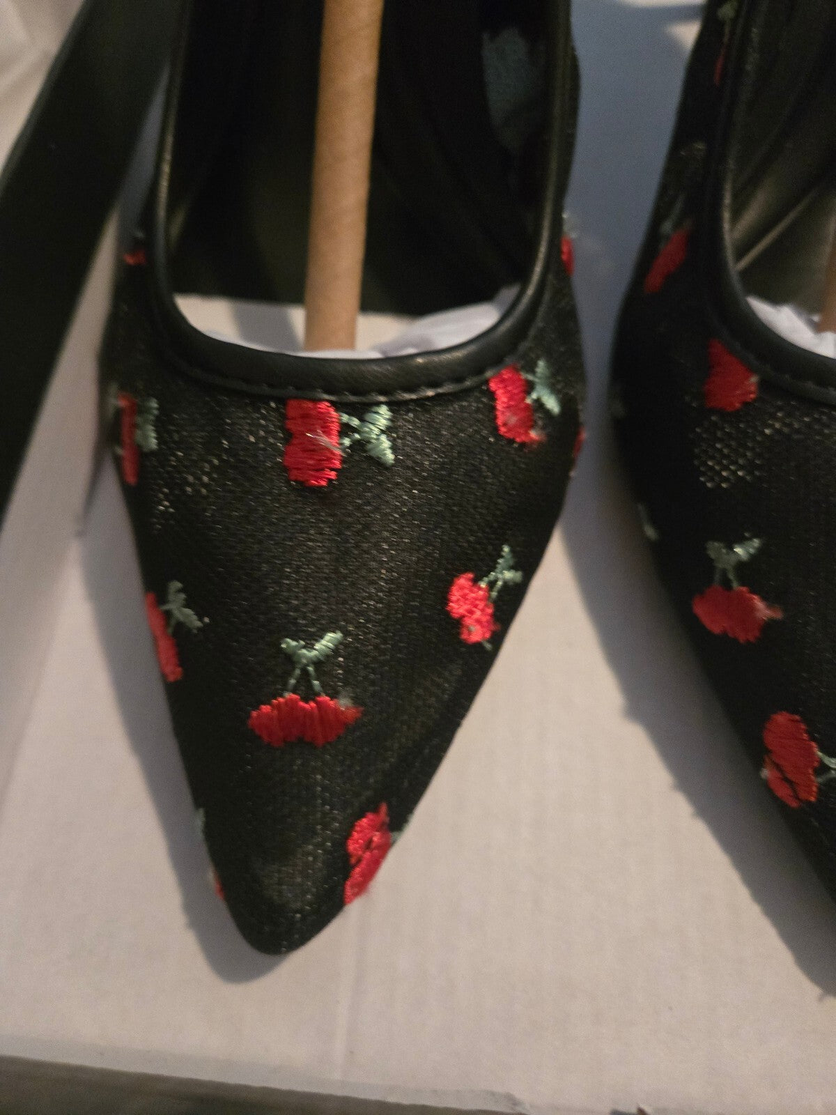 BCBGeneration Black Cherry Embroidered Pointed Toe Pumps