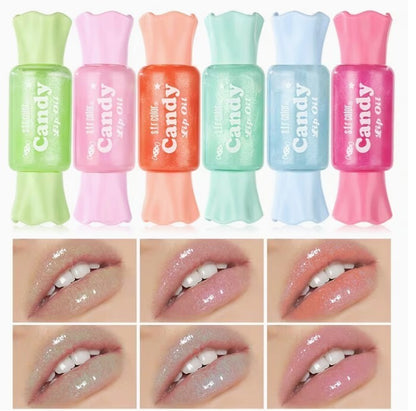S.R. Color Candy Lip Oil Set 6pc Shimmery Glitter Lip Gloss Plumper NIB-6