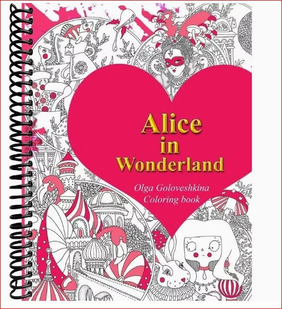 Alice in Wonderland Coloring Book by Olga Goloveshkina - Spiral Bound, 63 pics