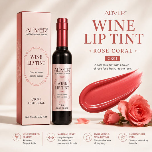 Aliver Wine Lip Tint Rose Coral CR01 New Sealed