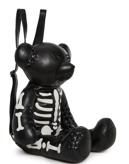 Dolls Kill Current Mood Deady Teddy Skeleton Bear Backpack Black Goth 25” nwt