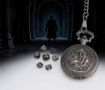 Vintage Style Assassin case with Hidden Dice Set for RPG Games-No actual watch