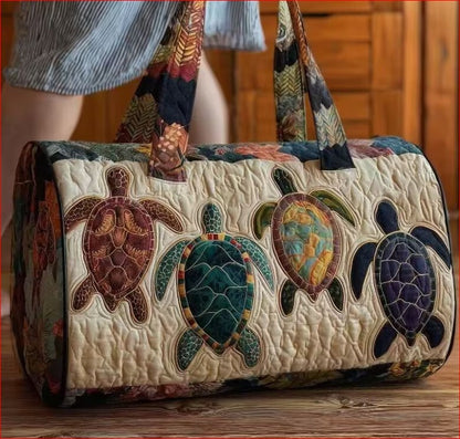NWOT Hand Quilted Turtle Themed Duffle Bag - Beach Ready Travel Bag