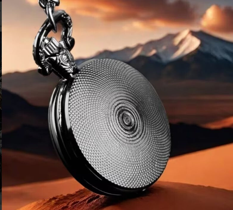 Black Dragon Yin Yang Pocket Watch with Chain NWOT