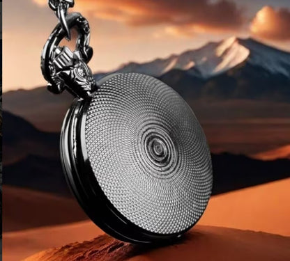 Black Dragon Yin Yang Pocket Watch with Chain NWOT