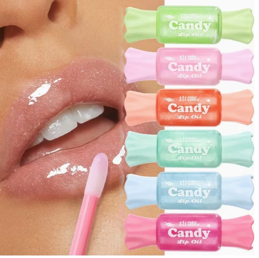 S.R. Color Candy Lip Oil Set 6pc Shimmery Glitter Lip Gloss Plumper NIB-6