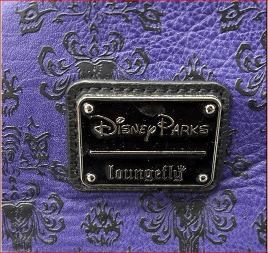 Loungefly Disney Parks Purple Backpack with Black Damask Pattern
