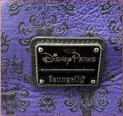 Loungefly Disney Parks Purple Backpack with Black Damask Pattern