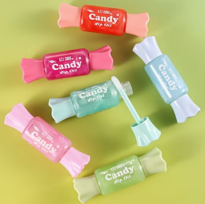 S.R. Color Candy Lip Oil Set 6pc Shimmery Glitter Lip Gloss Plumper NIB-6